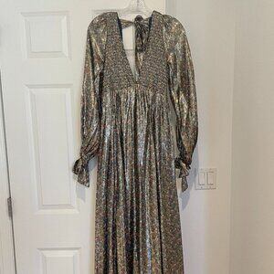 Free People gold lame maxi dress, size Medium